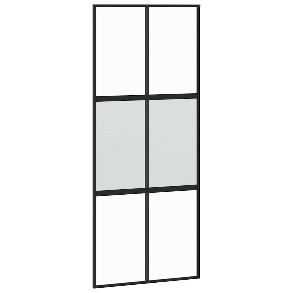 skydedør 90x205 cm hærdet glas og aluminium sort