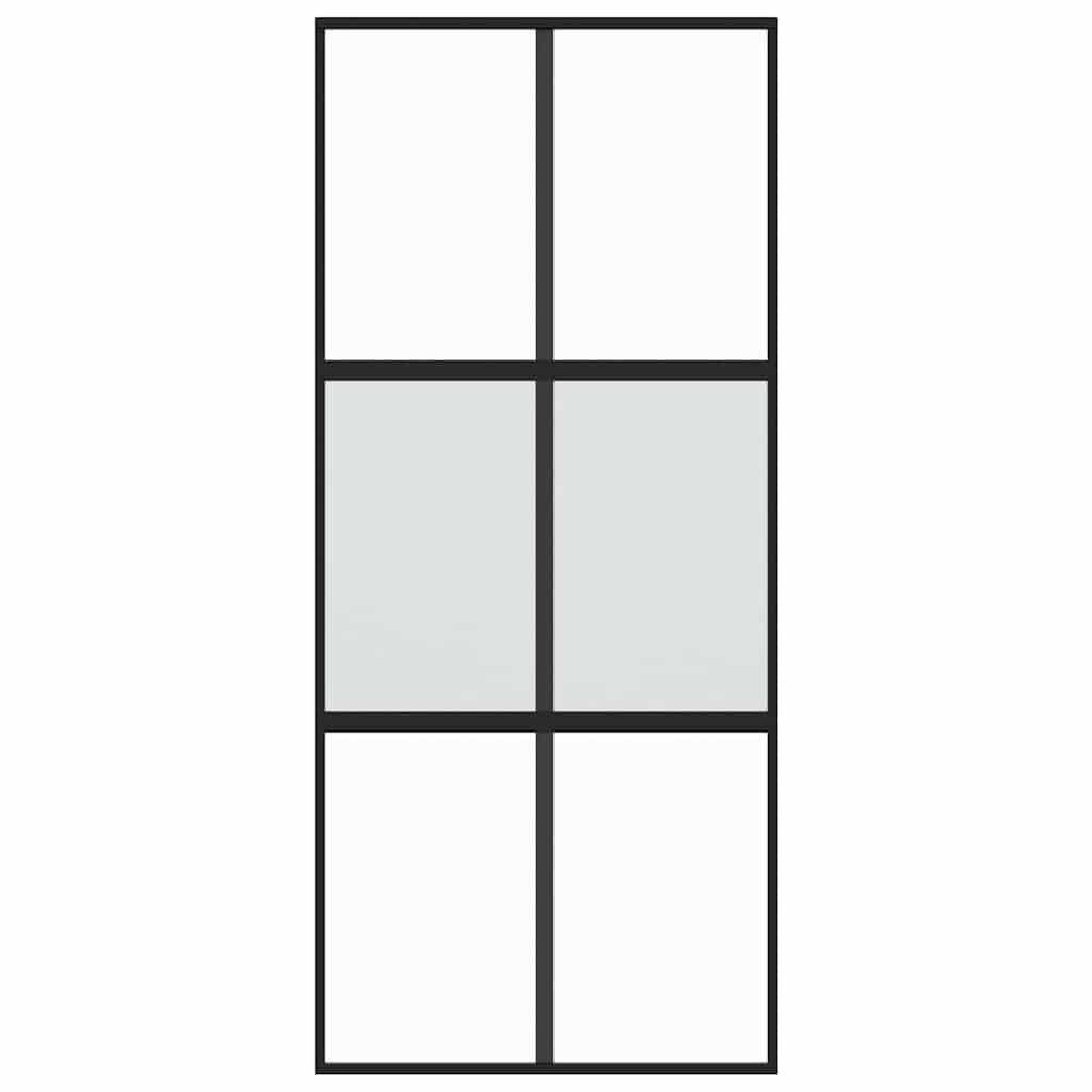 skydedør 90x205 cm hærdet glas og aluminium sort