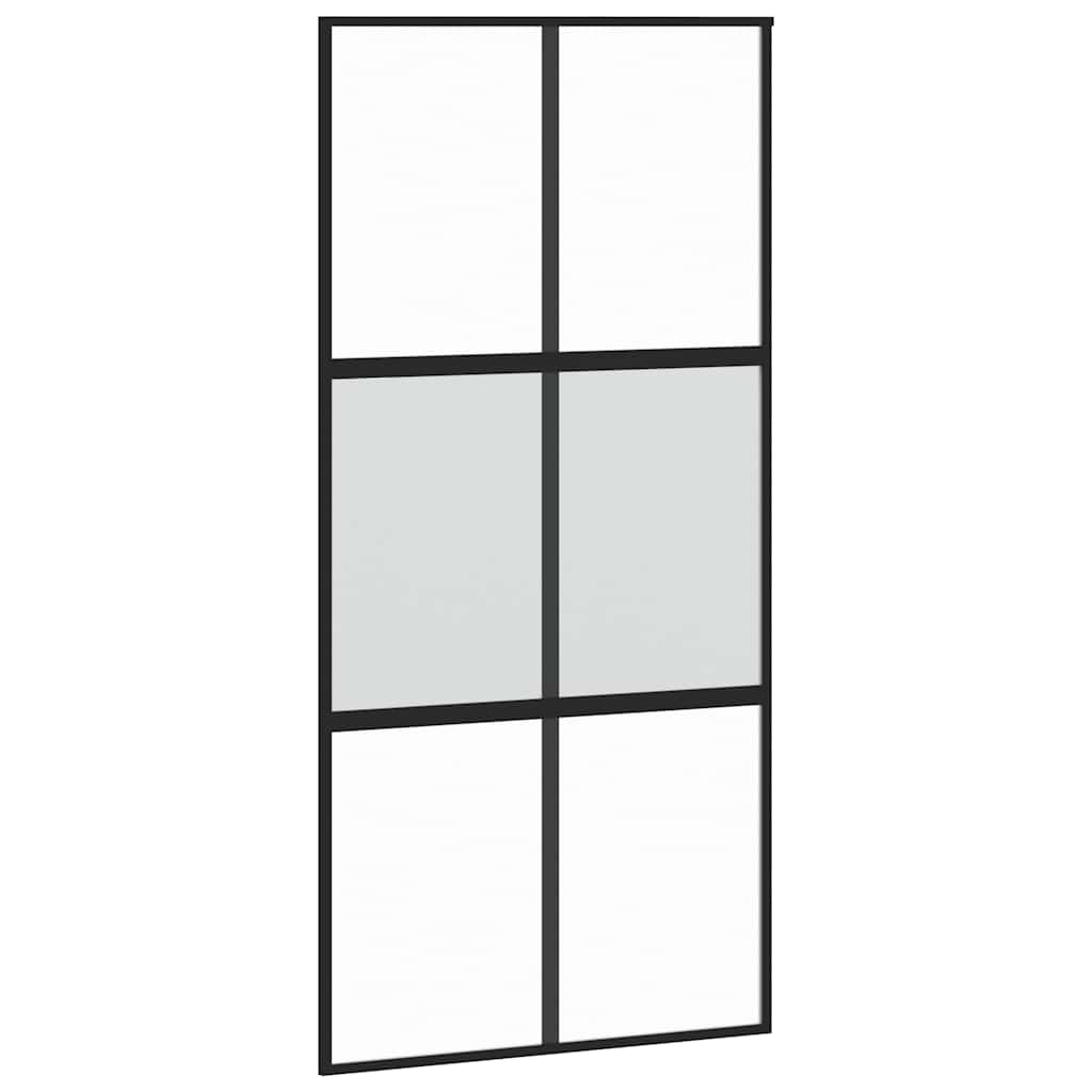skydedør 102,5x205 cm hærdet glas og aluminium sort