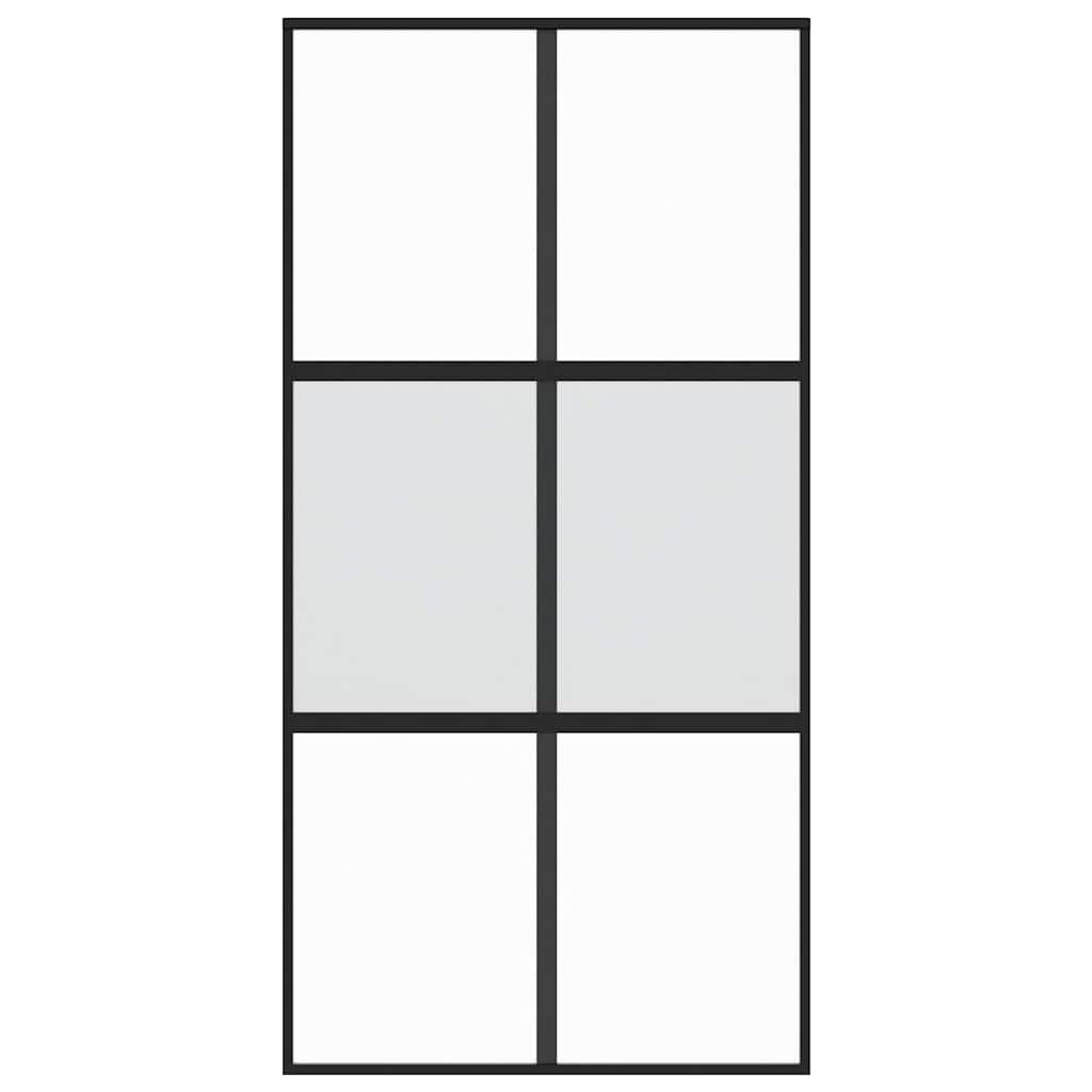 skydedør 102,5x205 cm hærdet glas og aluminium sort