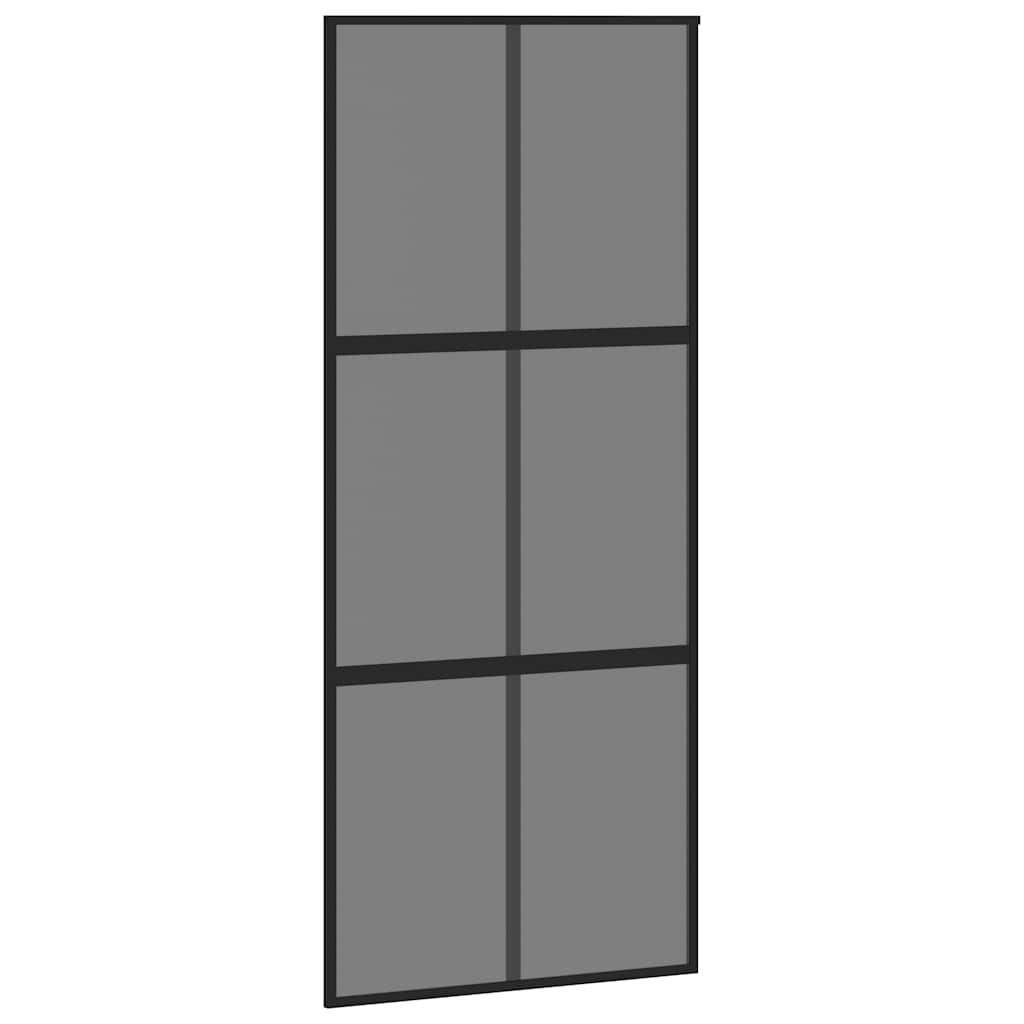 skydedør 90x205 cm hærdet glas og aluminium sort