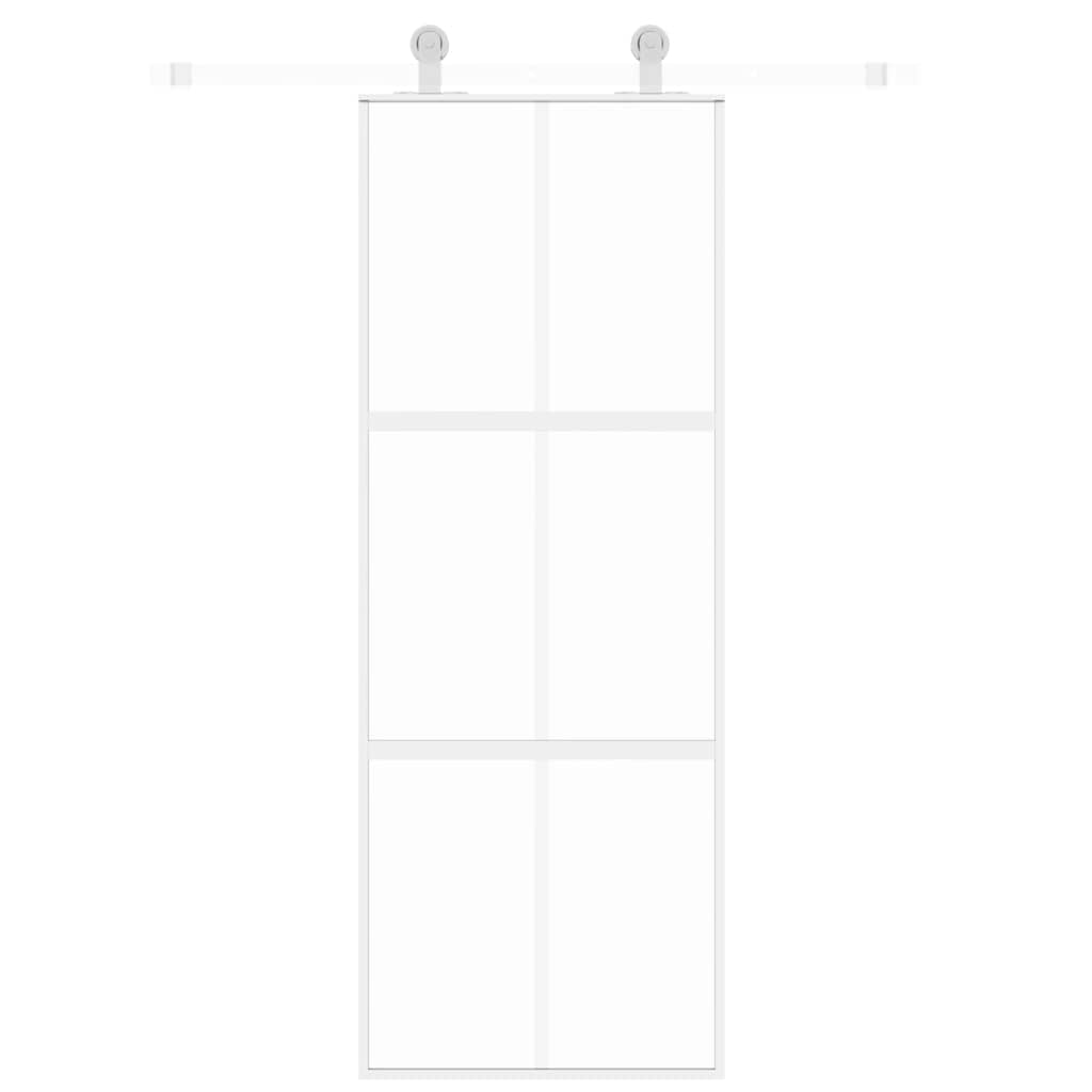 skydedør 76x205 cm hærdet glas og aluminium hvid