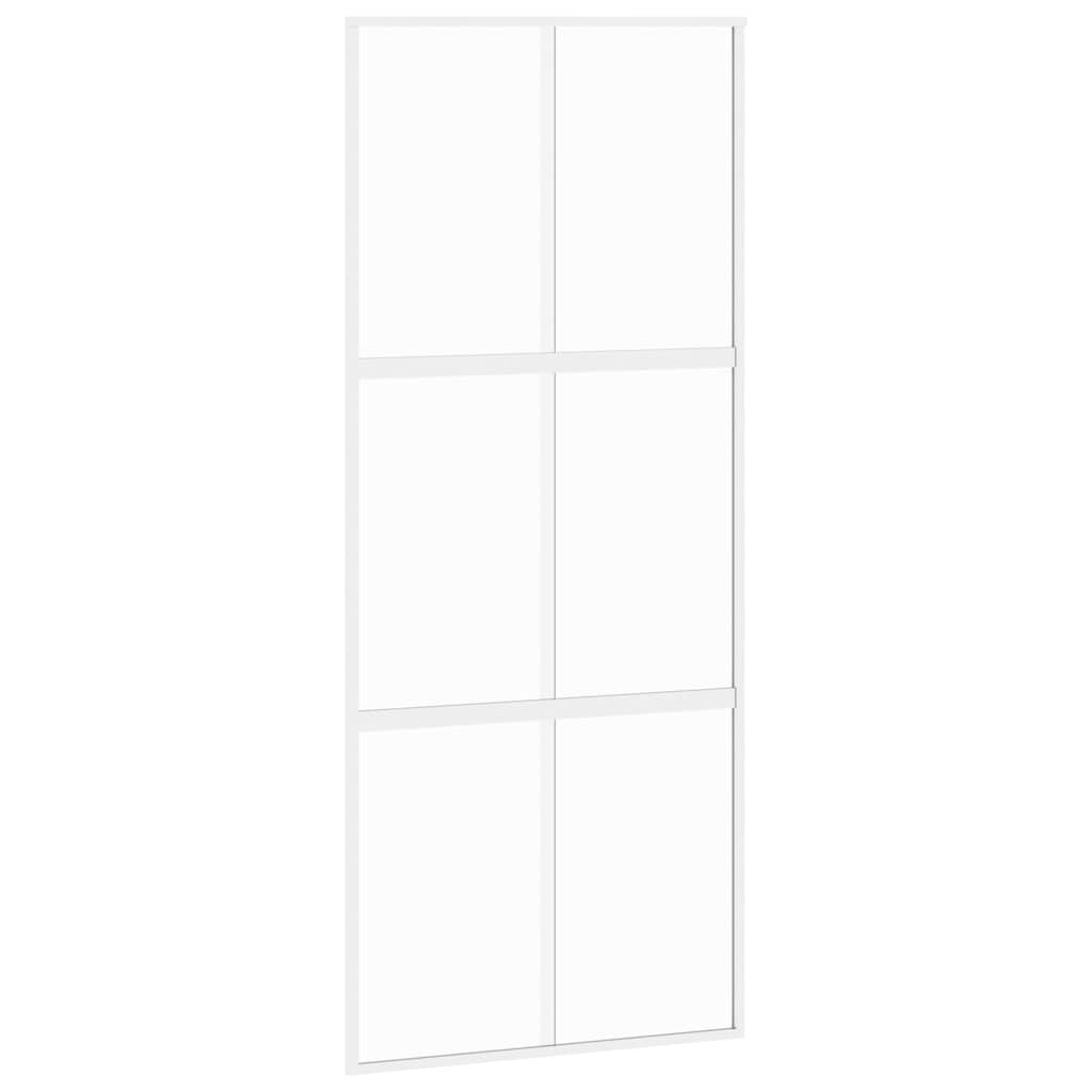 skydedør 90x205 cm hærdet glas og aluminium hvid