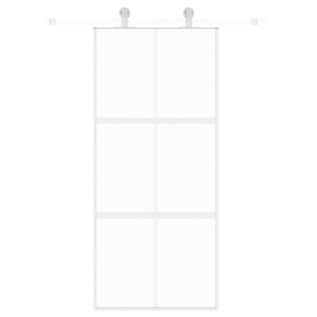 skydedør 90x205 cm hærdet glas og aluminium hvid