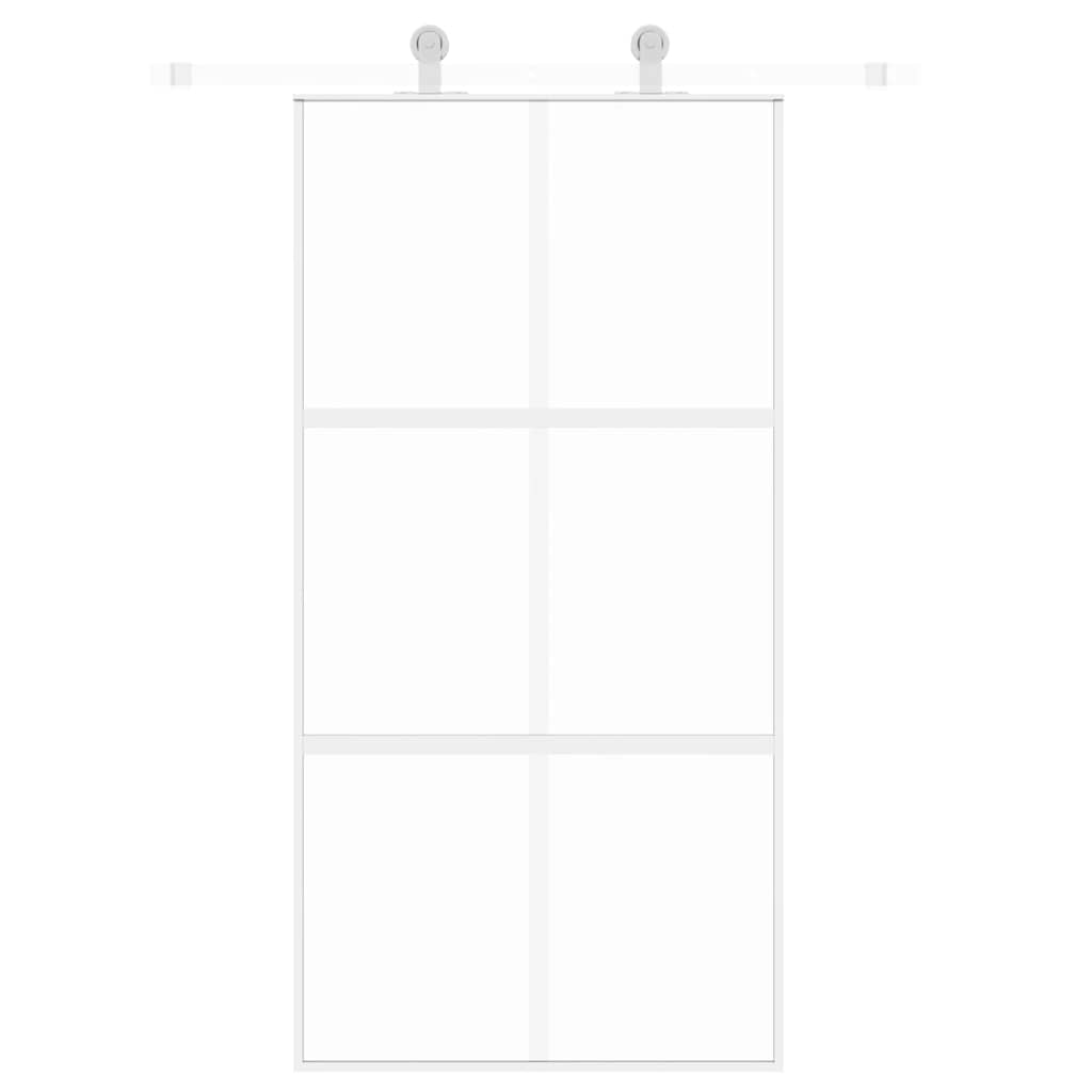 skydedør 102,5x205 cm hærdet glas og aluminium hvid
