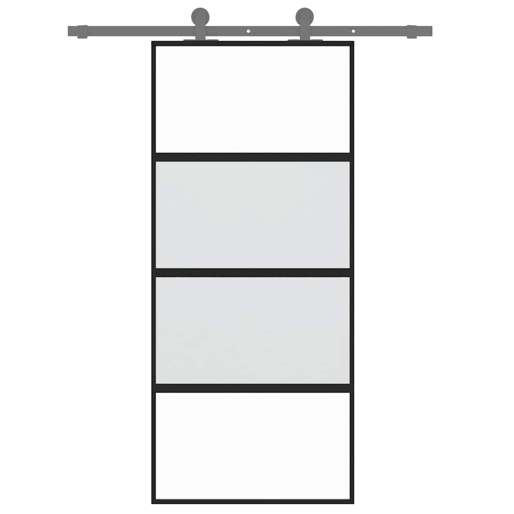 skydedør 90x205 cm hærdet glas og aluminium sort