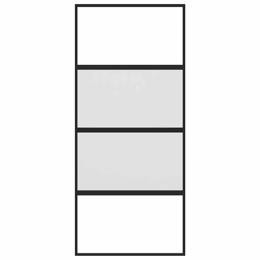 skydedør 90x205 cm hærdet glas og aluminium sort