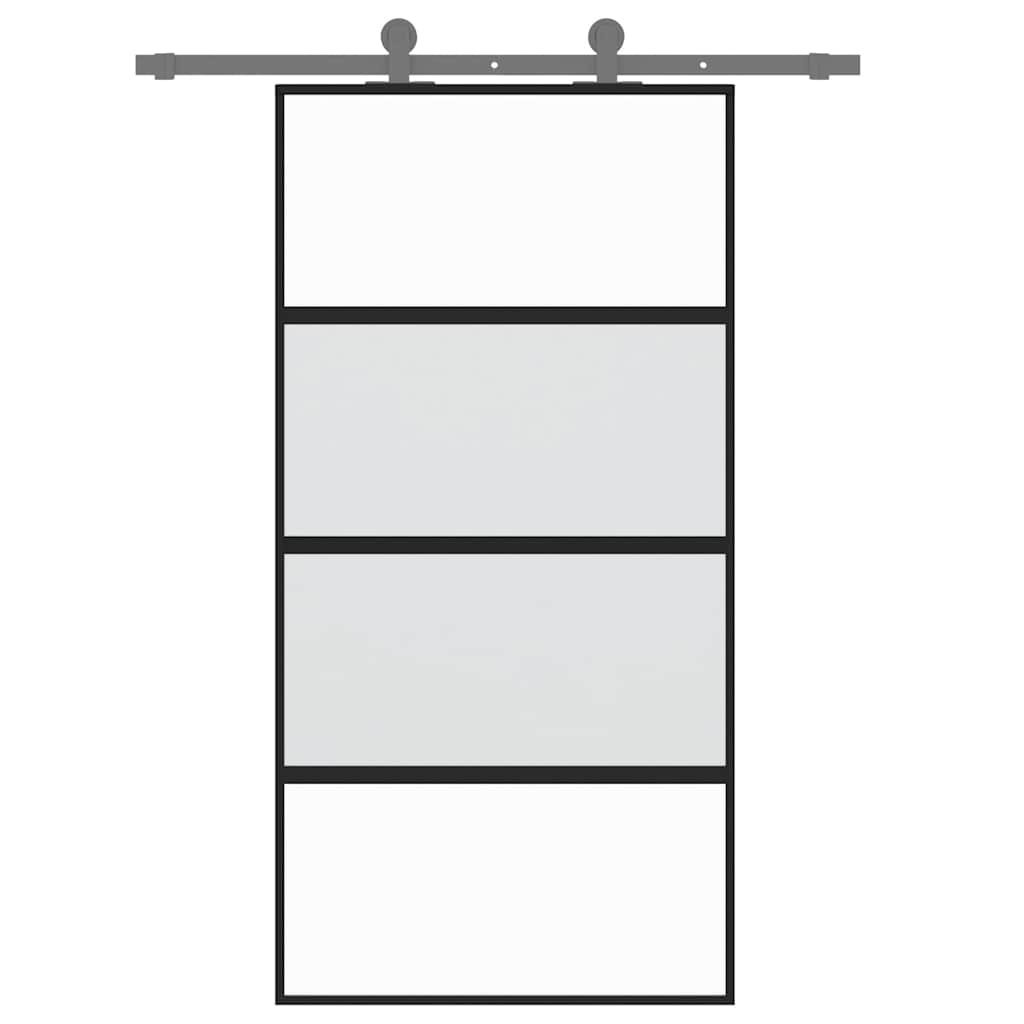 skydedør 102,5x205 cm hærdet glas og aluminium sort