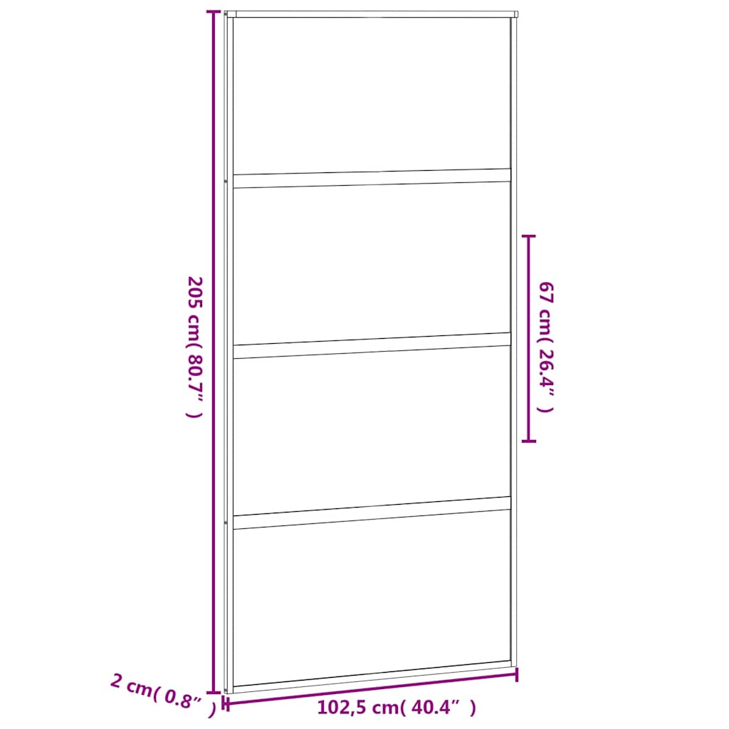 skydedør 102,5x205 cm hærdet glas og aluminium sort