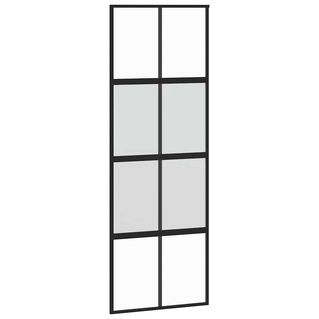 skydedør 76x205 cm hærdet glas og aluminium sort