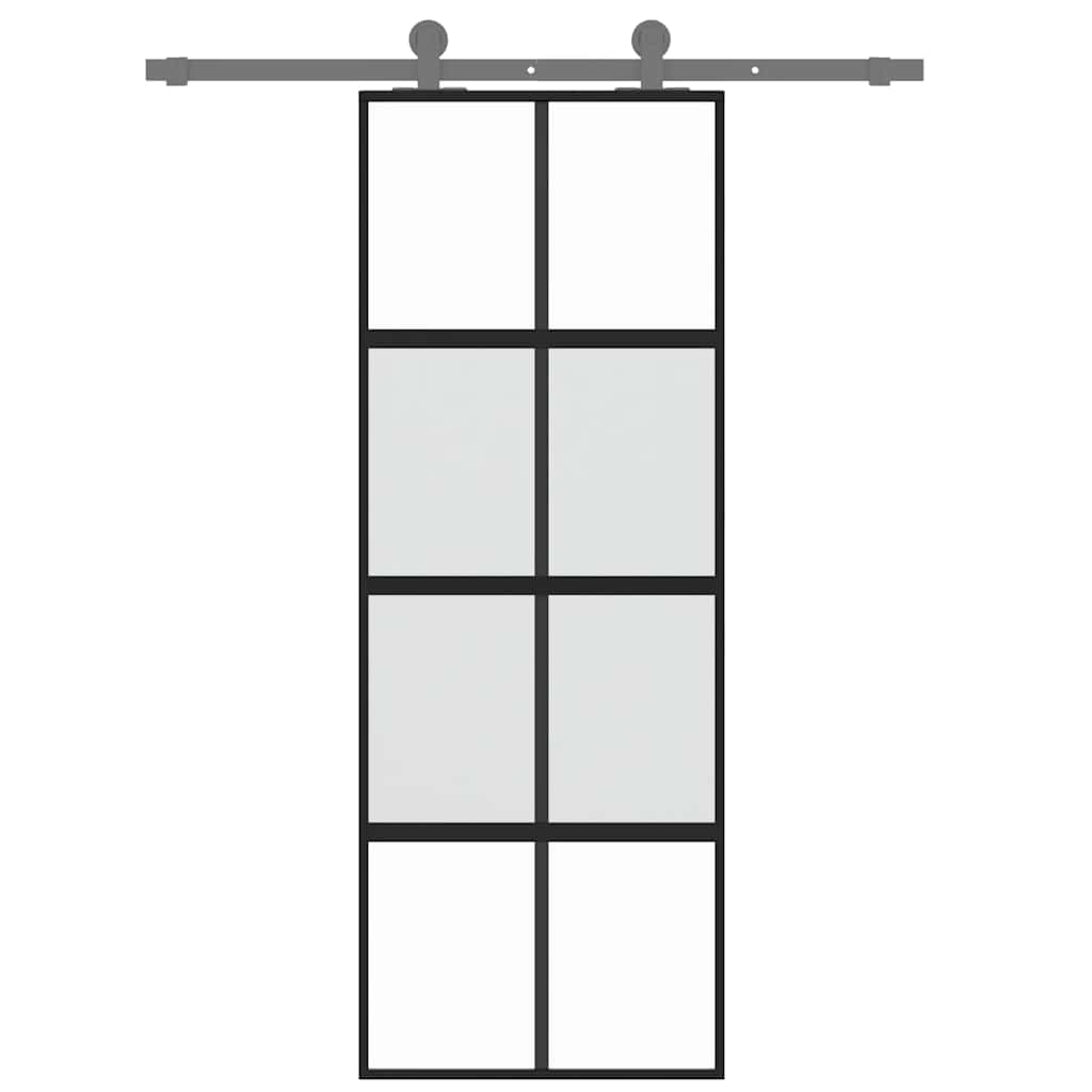 skydedør 76x205 cm hærdet glas og aluminium sort