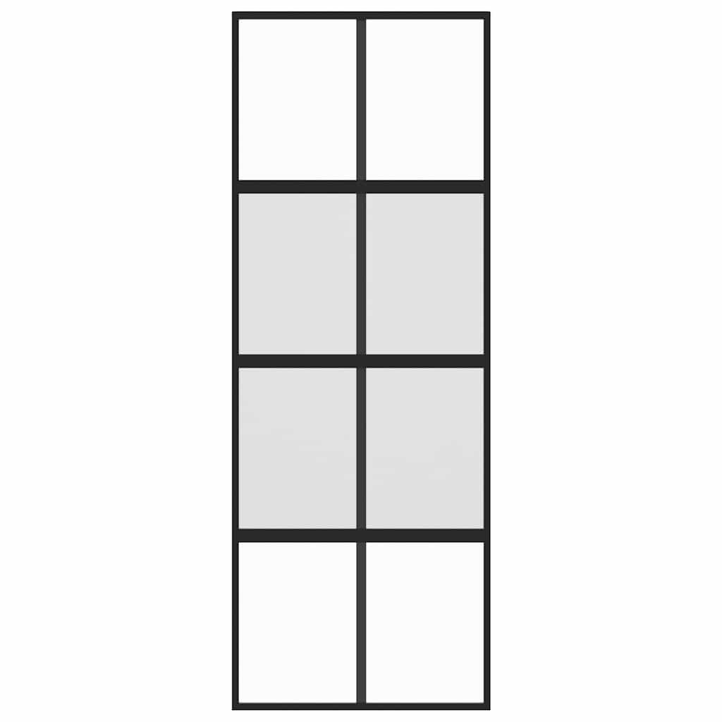 skydedør 76x205 cm hærdet glas og aluminium sort