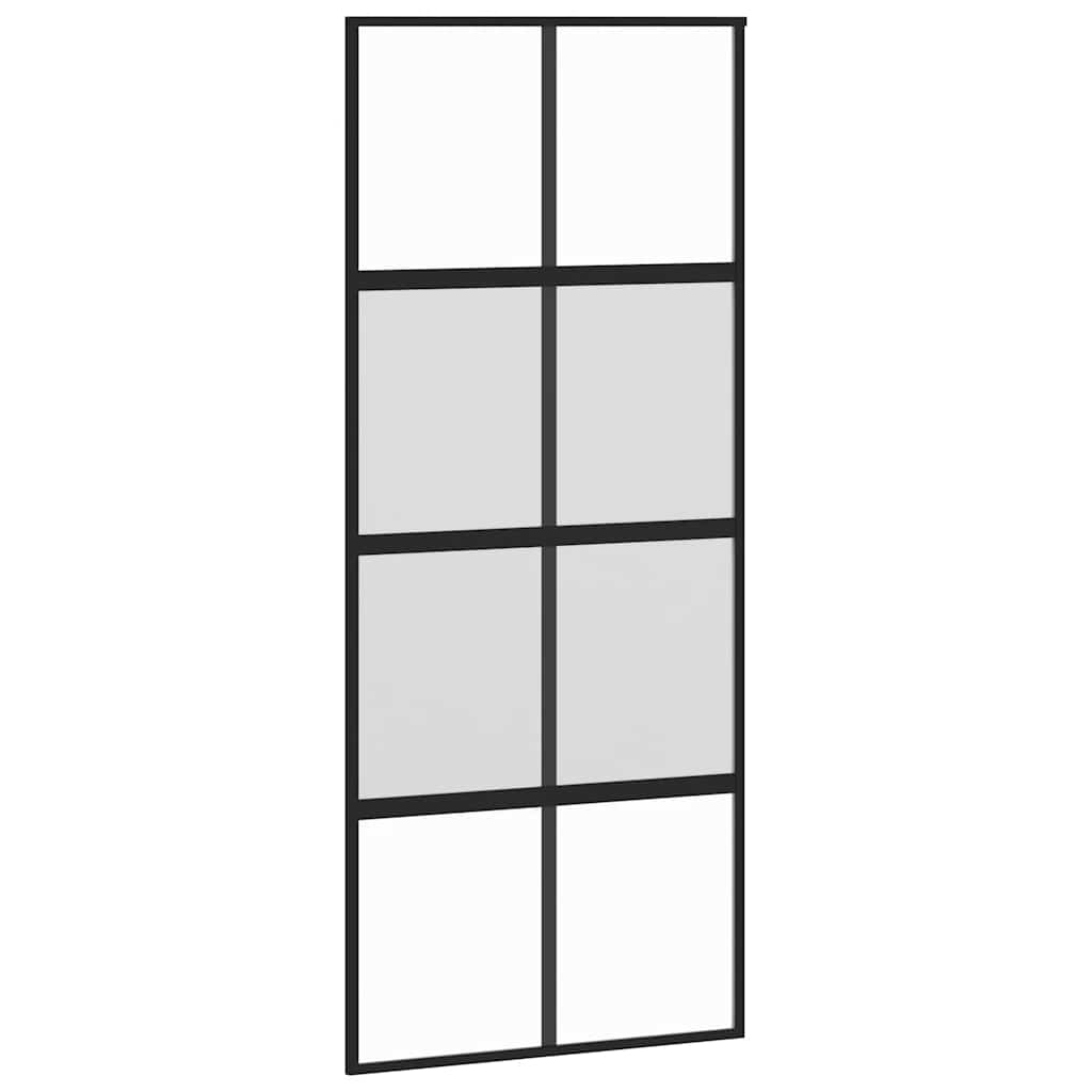 skydedør 90x205 cm hærdet glas og aluminium sort