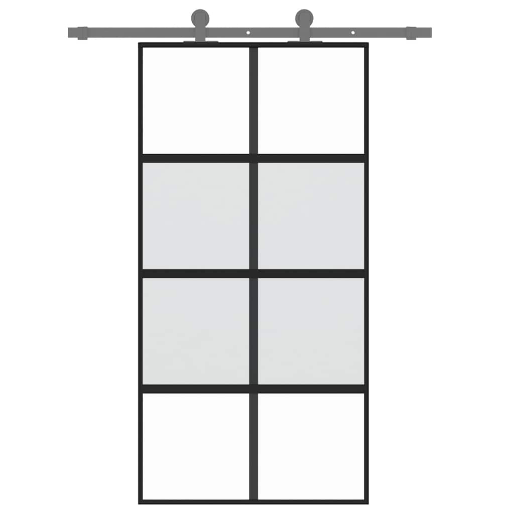 skydedør 102,5x205 cm hærdet glas og aluminium sort