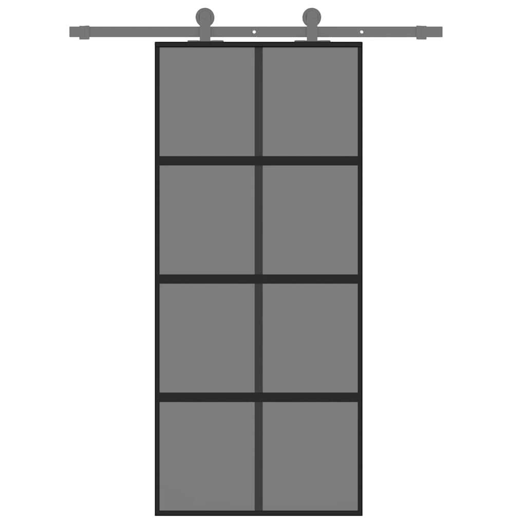 skydedør 90x205 cm hærdet glas og aluminium sort