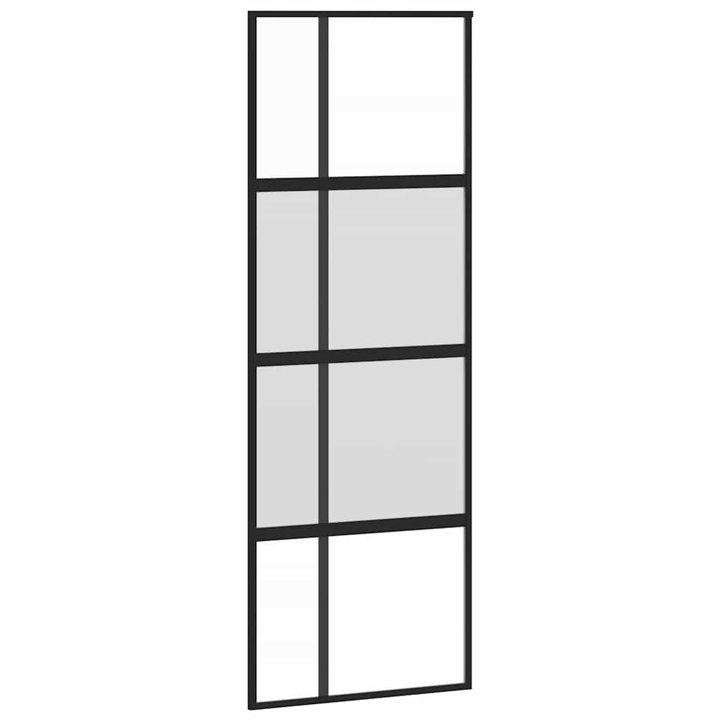 skydedør 76x205 cm hærdet glas og aluminium sort
