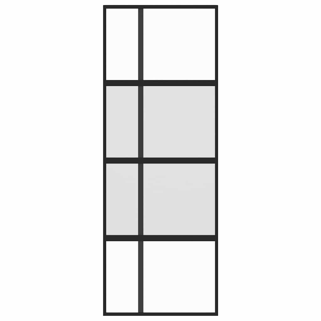 skydedør 76x205 cm hærdet glas og aluminium sort