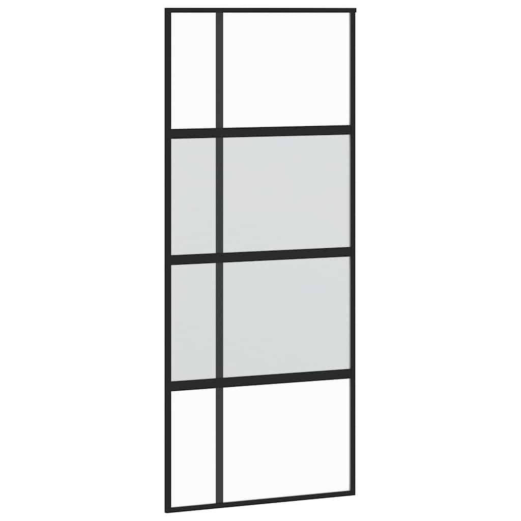 skydedør 90x205 cm hærdet glas og aluminium sort