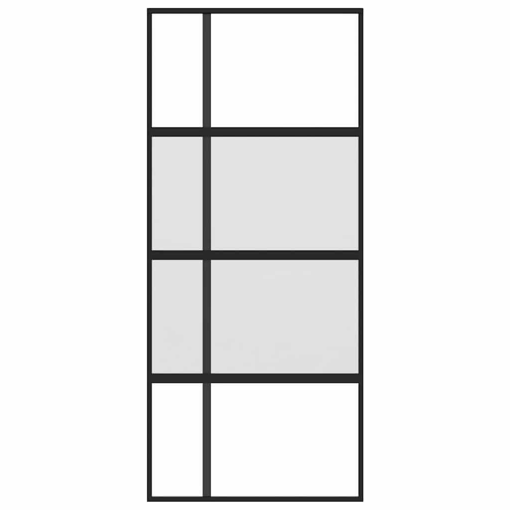 skydedør 90x205 cm hærdet glas og aluminium sort
