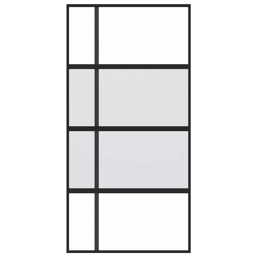 skydedør 102,5x205 cm hærdet glas og aluminium sort