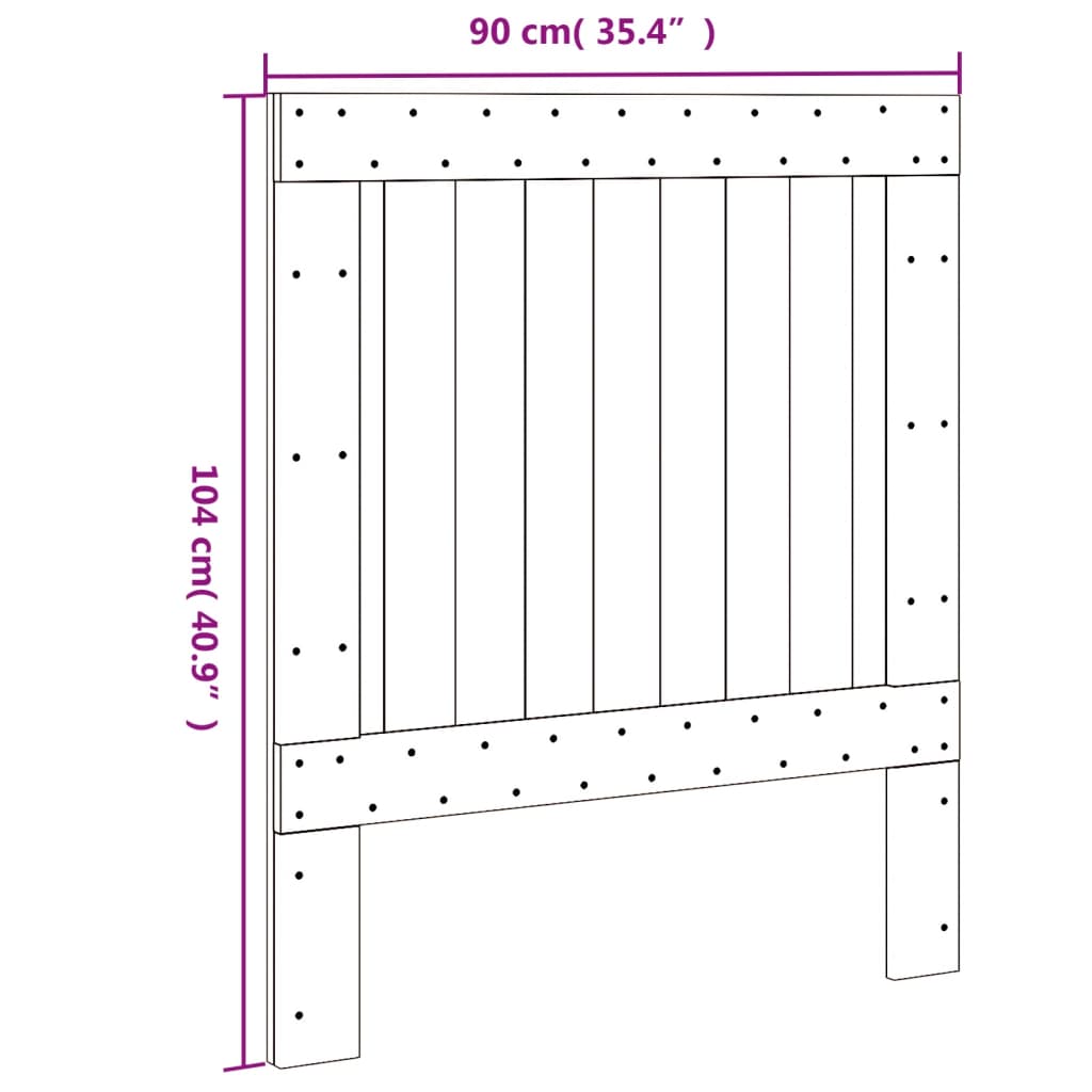 sengegavl 90x104 cm massivt fyrretræ
