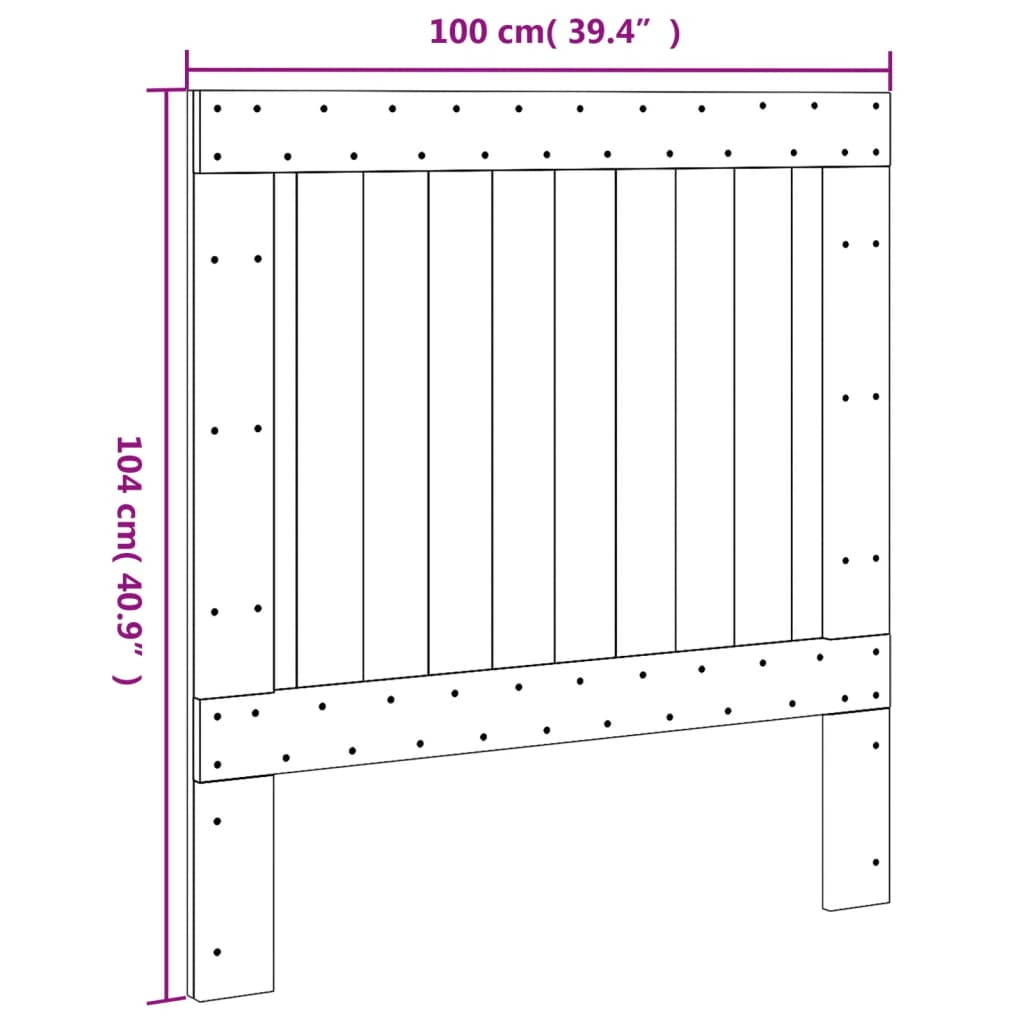 sengegavl 100x104 cm massivt fyrretræ