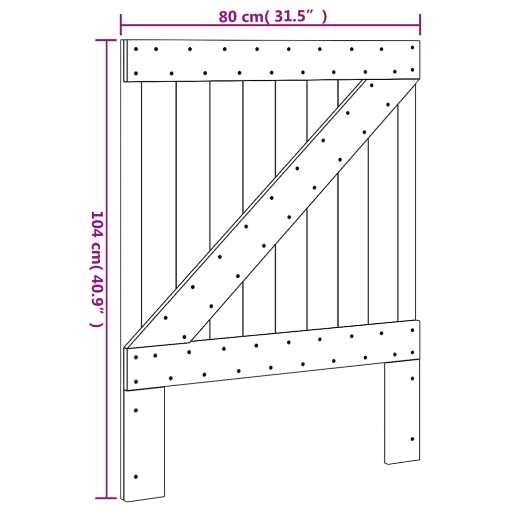 sengegavl 80x104 cm massivt fyrretræ