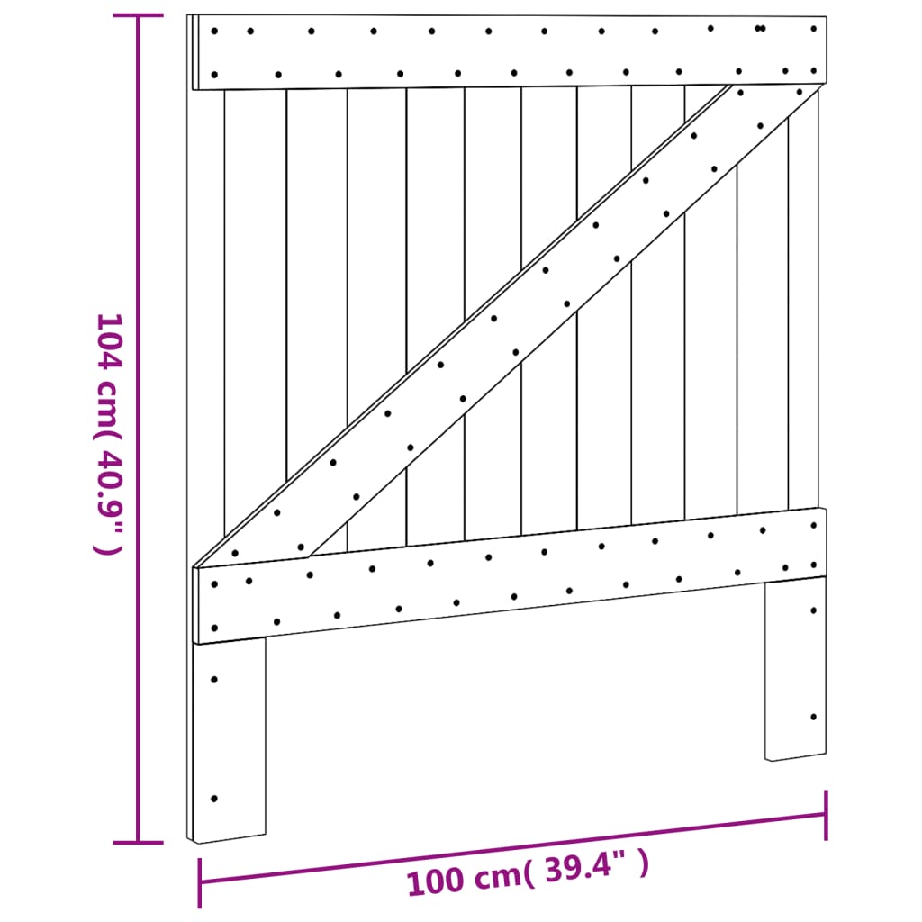 sengegavl 100x104 cm massivt fyrretræ
