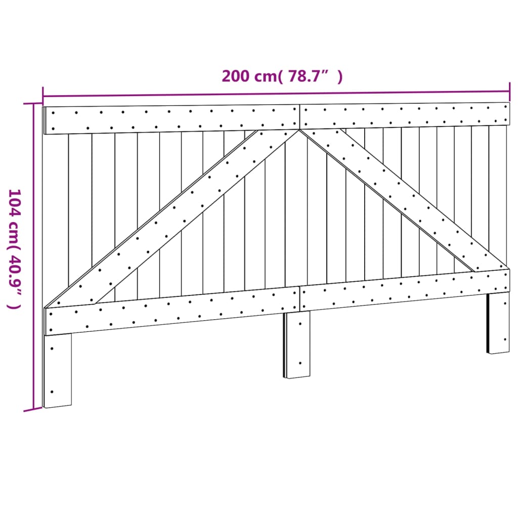 sengegavl 200x104 cm massivt fyrretræ
