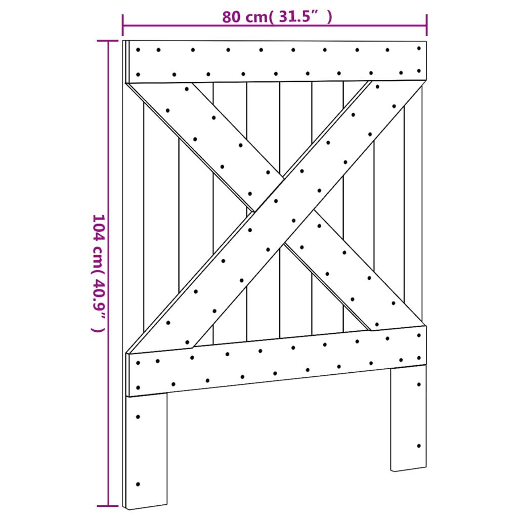sengegavl 80x104 cm massivt fyrretræ