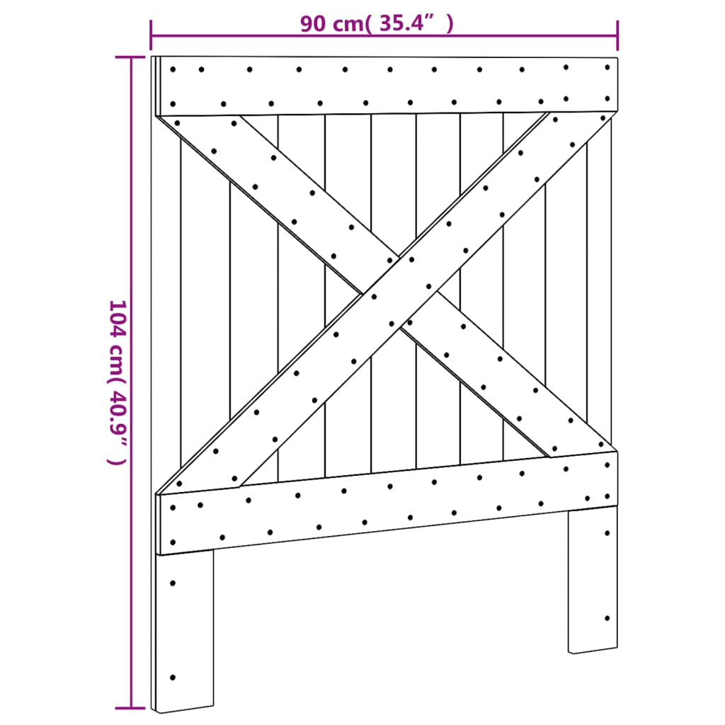 sengegavl 90x104 cm massivt fyrretræ