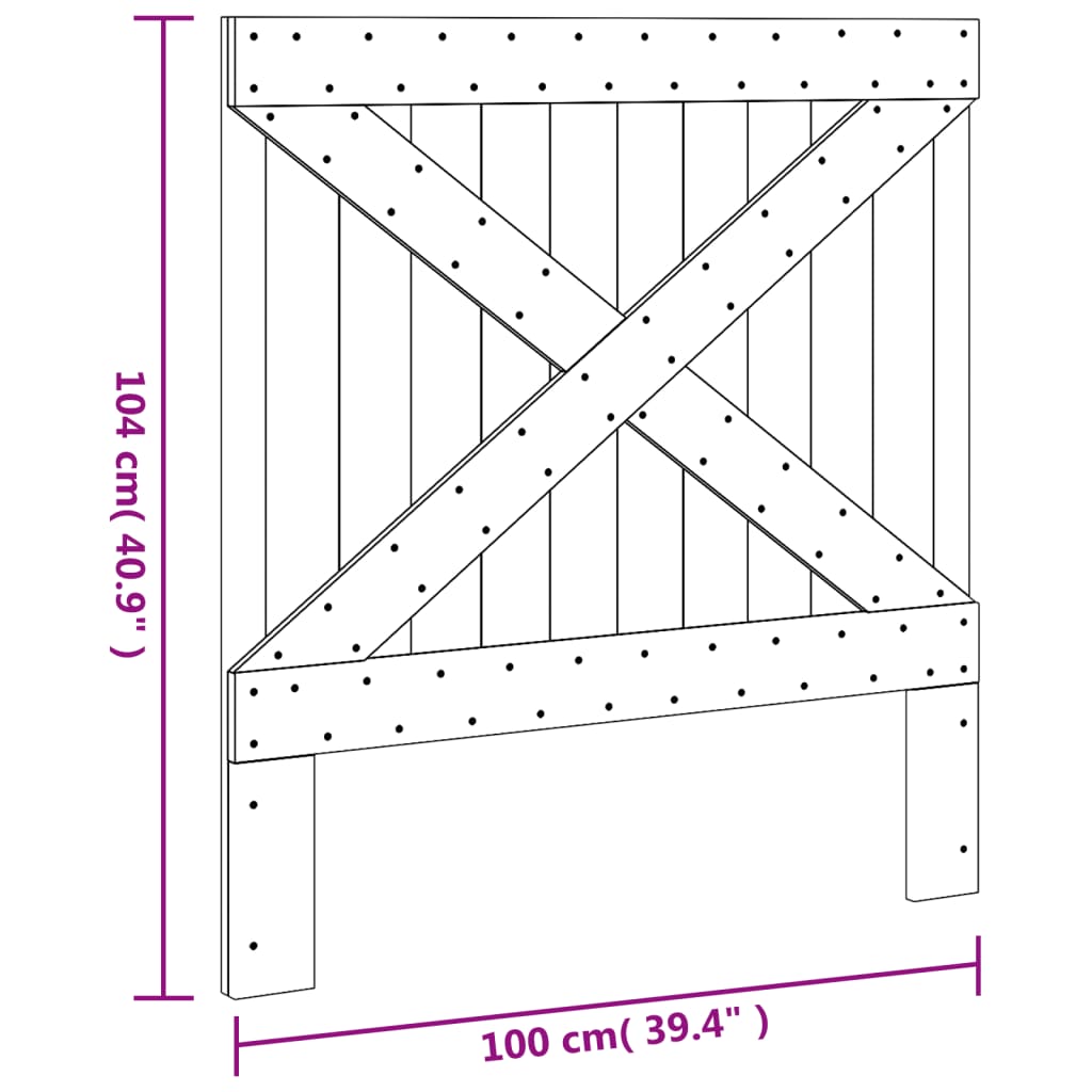 sengegavl 100x104 cm massivt fyrretræ