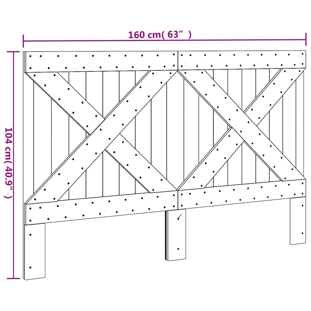 sengegavl 160x104 cm massivt fyrretræ