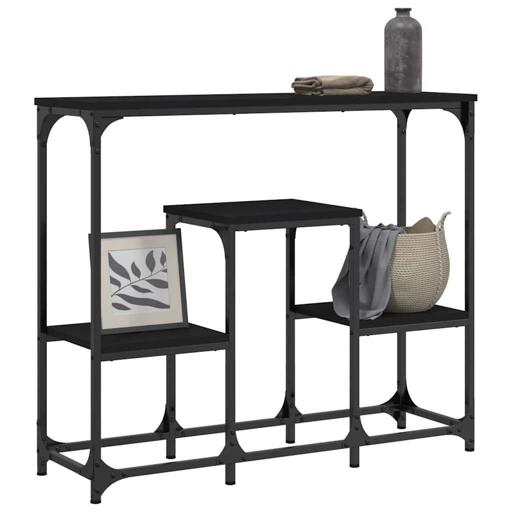 konsolbord 89,5x28x76 cm konstrueret træ sort