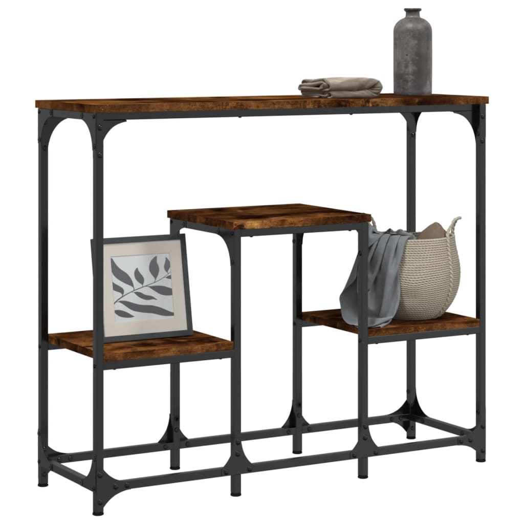 konsolbord 89,5x28x76 cm konstrueret træ røget sonoma-eg