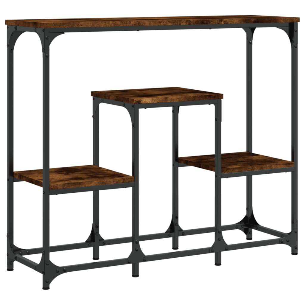konsolbord 89,5x28x76 cm konstrueret træ røget sonoma-eg