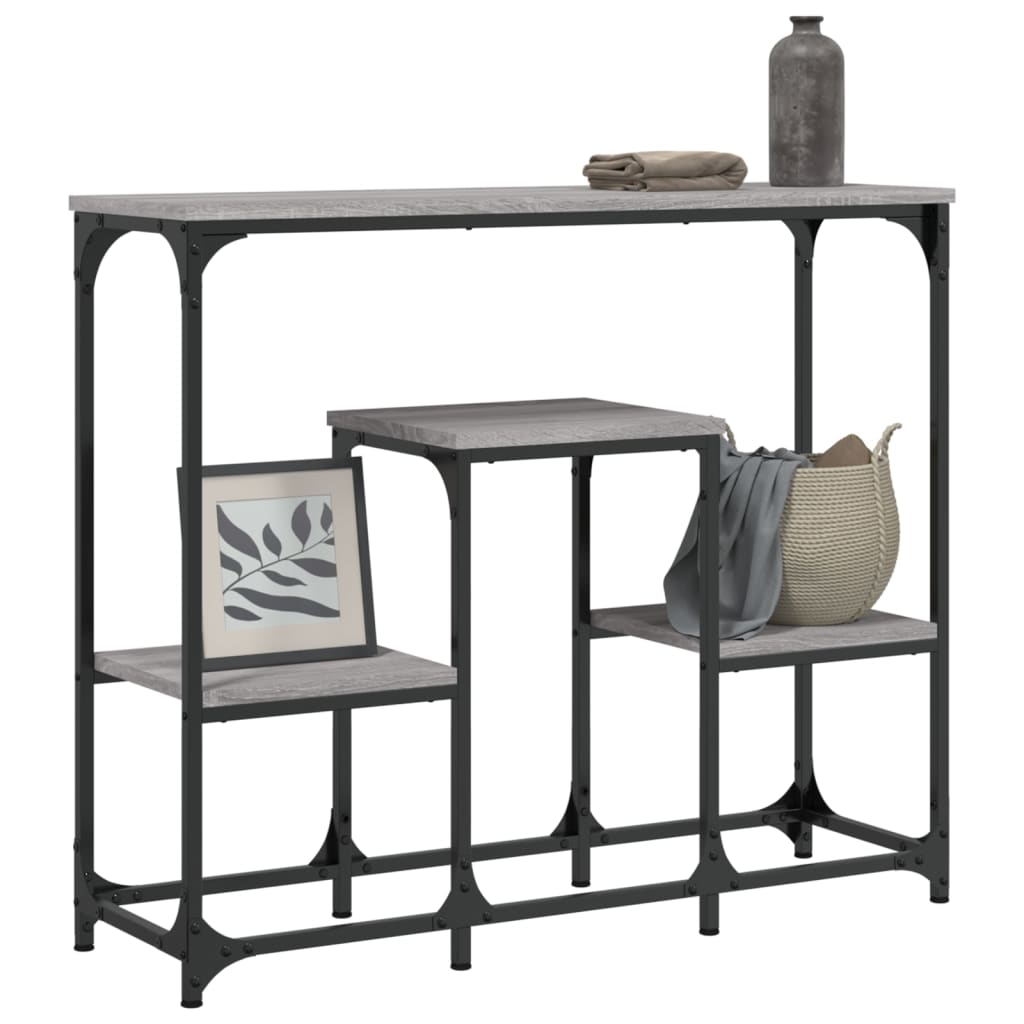 konsolbord 89,5x28x76 cm konstrueret træ grå sonoma-eg