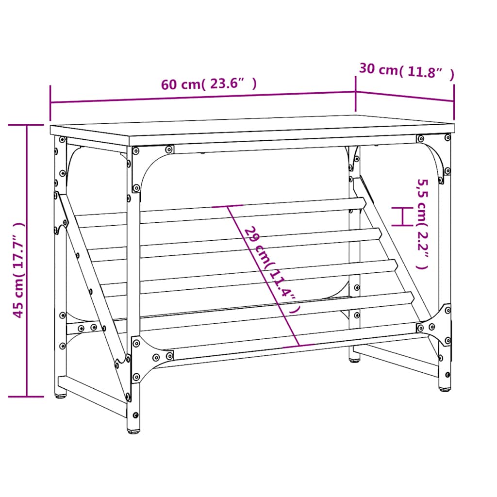skostativ 60x30x45 cm konstrueret træ sort