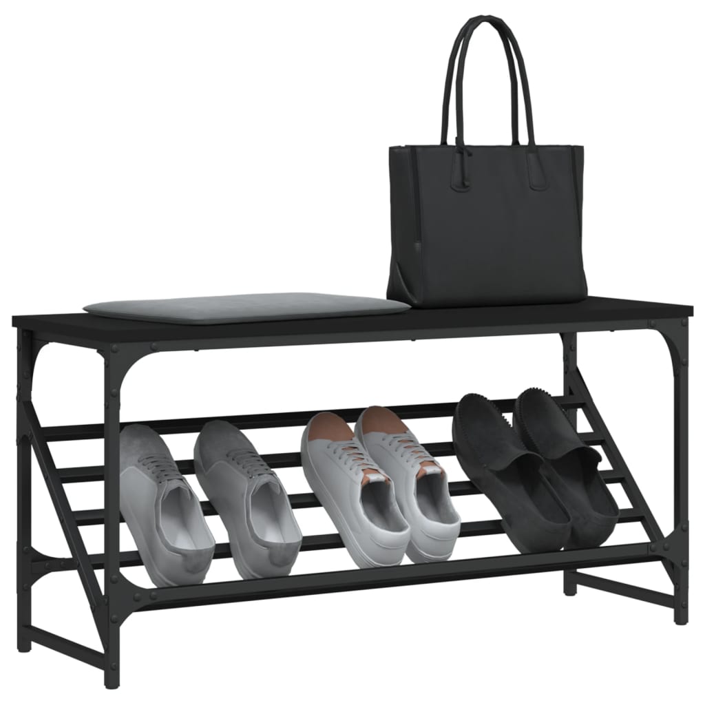 skostativ 90x30x45 cm konstrueret træ sort