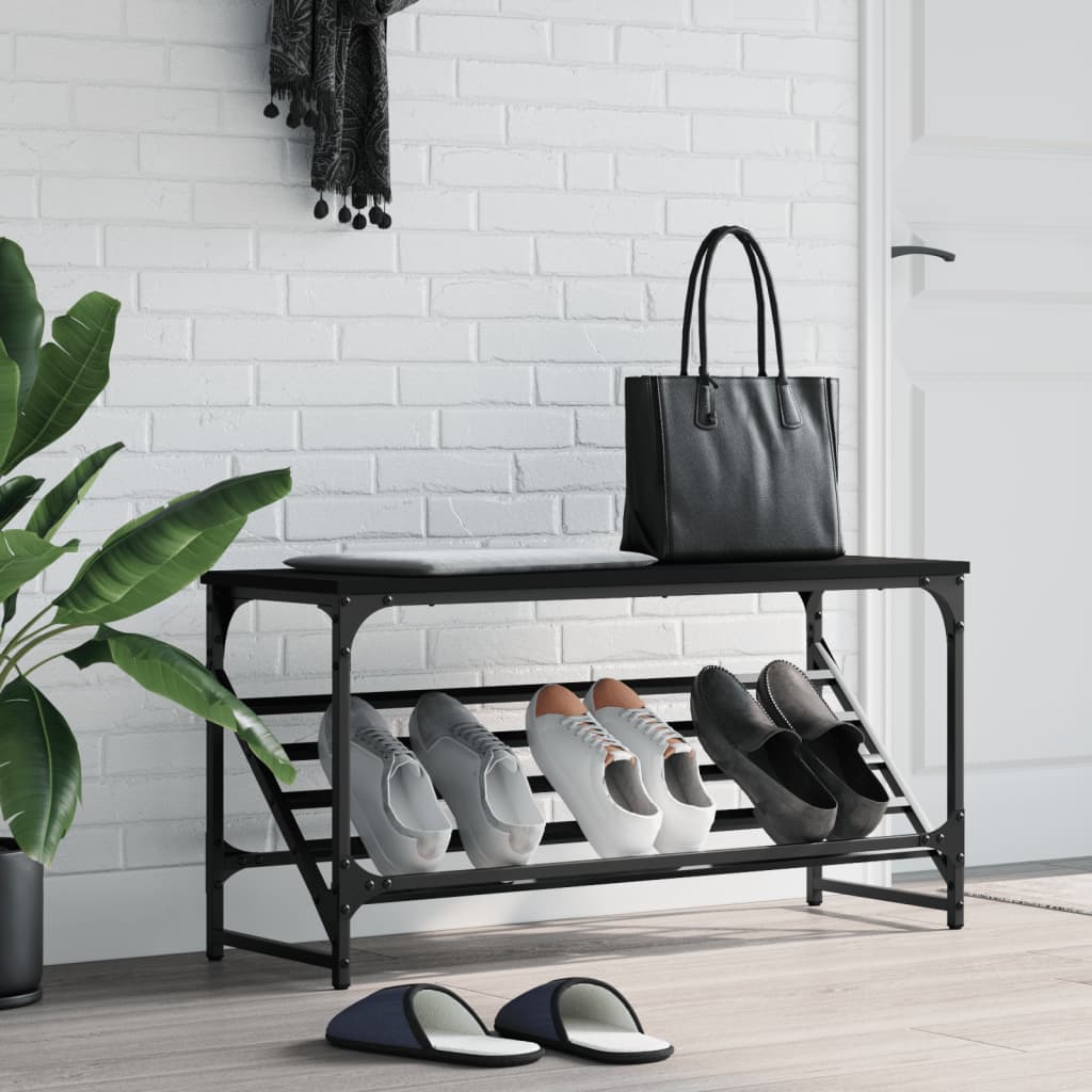 skostativ 90x30x45 cm konstrueret træ sort