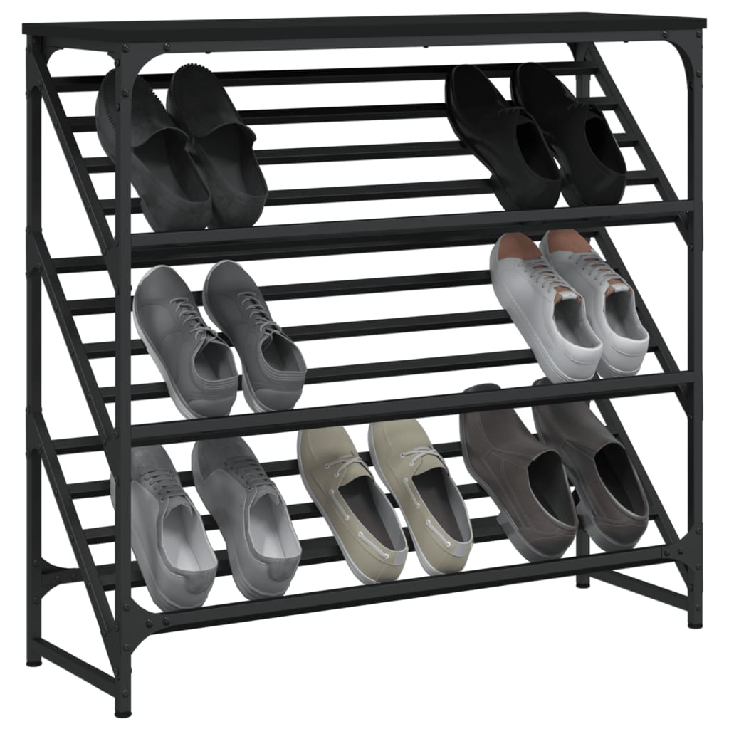 skostativ 90x30x85 cm konstrueret træ sort