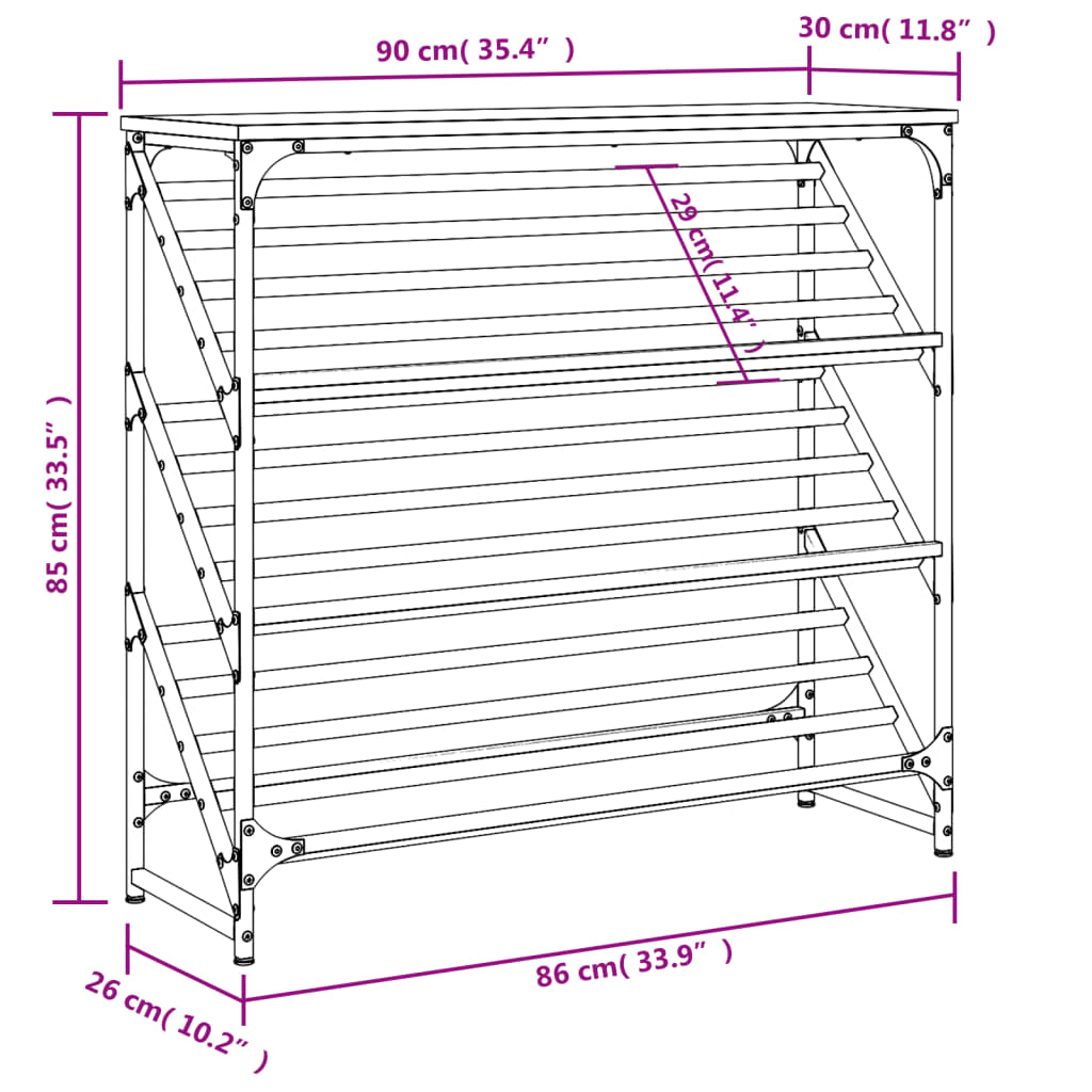 skostativ 90x30x85 cm konstrueret træ sort