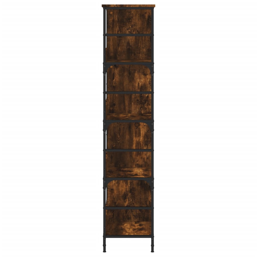 bogreol 78,5x33x153 cm konstrueret træ røget egetræsfarve