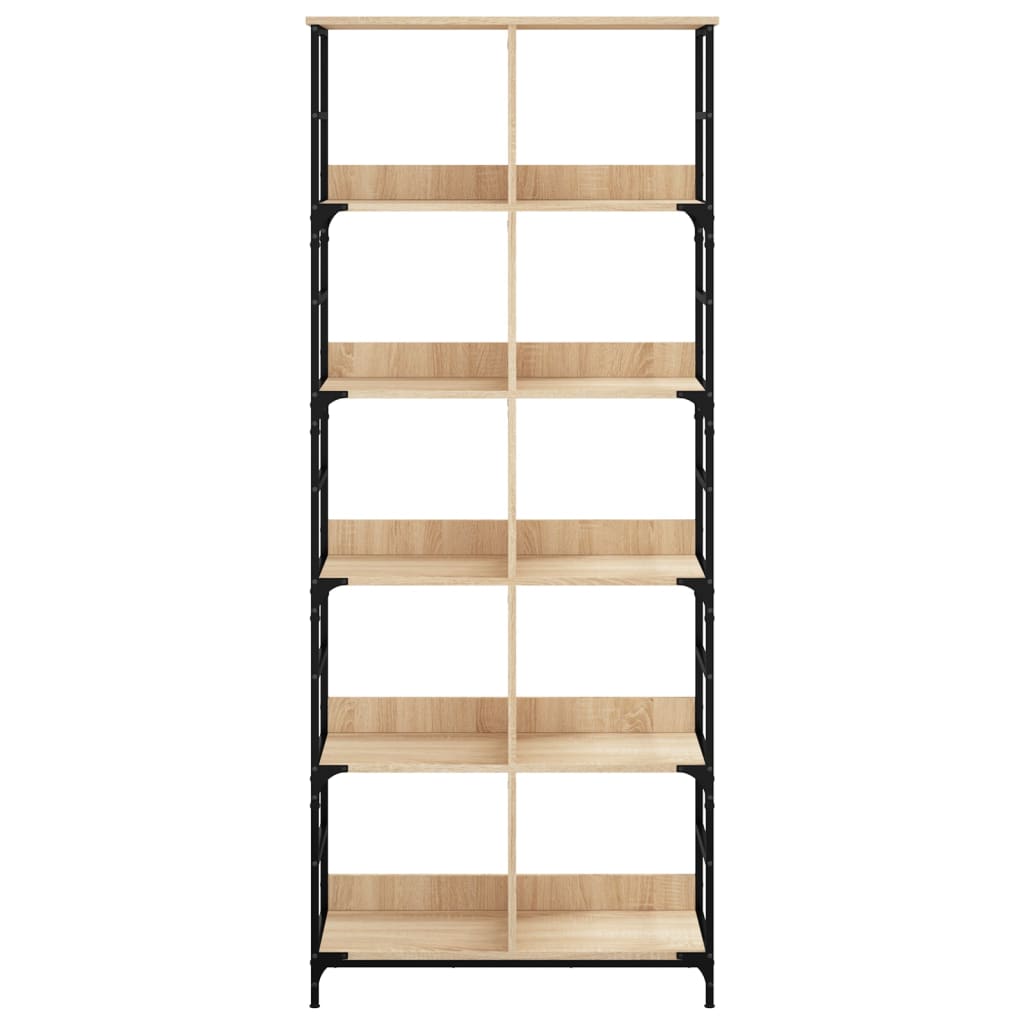 bogreol 78,5x33x188,5 cm konstrueret træ sonoma-eg