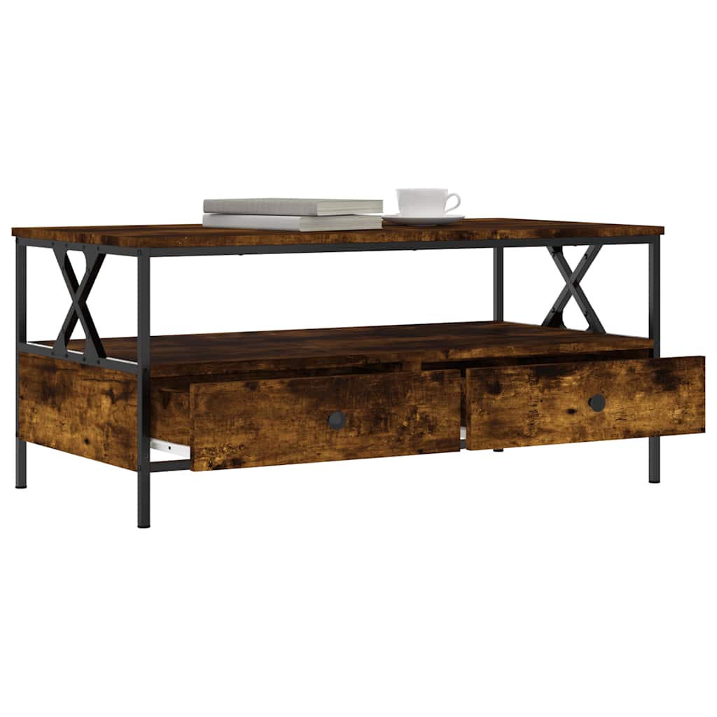 sofabord 100x51x44 cm konstrueret træ røget egetræsfarve