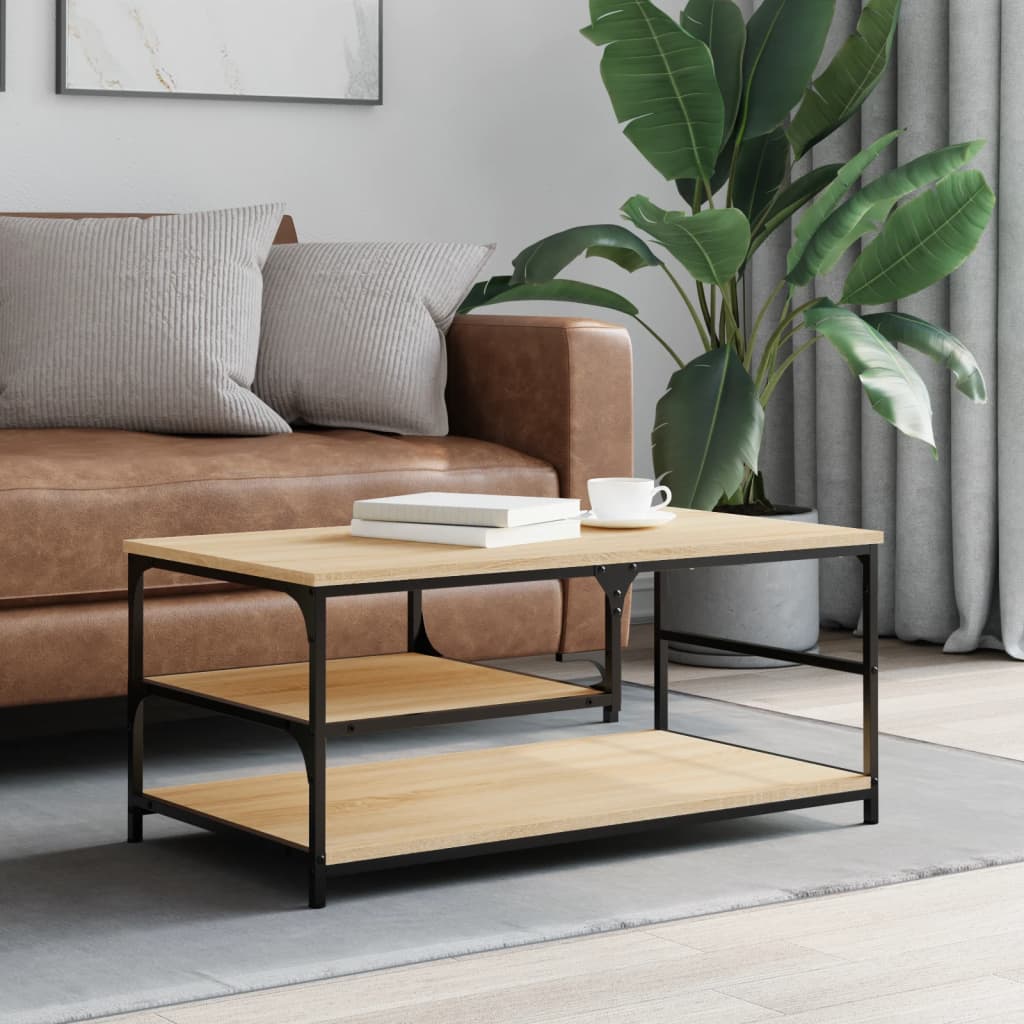 sofabord 90x49x40 cm konstrueret træ sonoma-eg