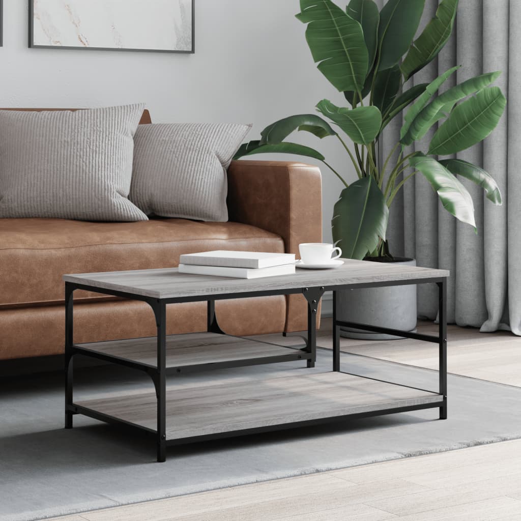 sofabord 90x49x40 cm konstrueret træ grå sonoma-eg