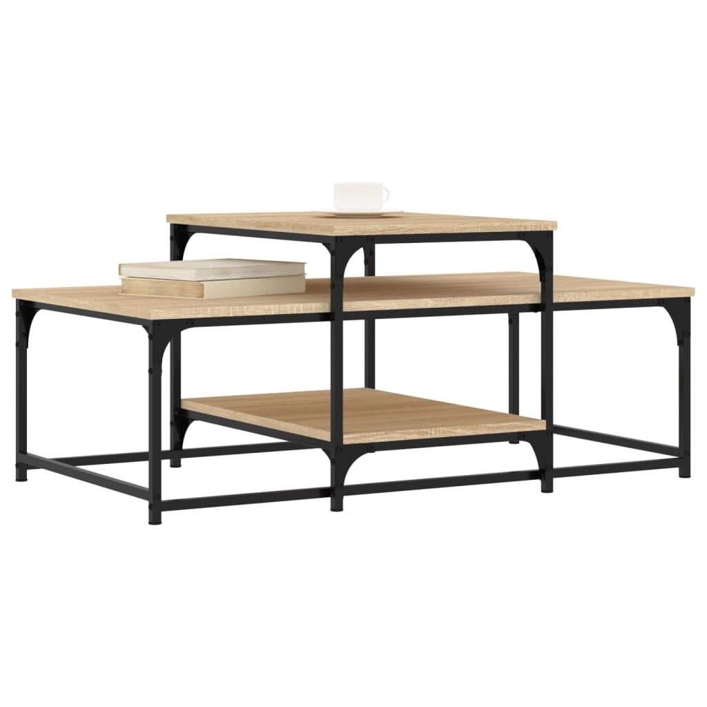 sofabord 102x60x45 cm konstrueret træ sonoma-eg
