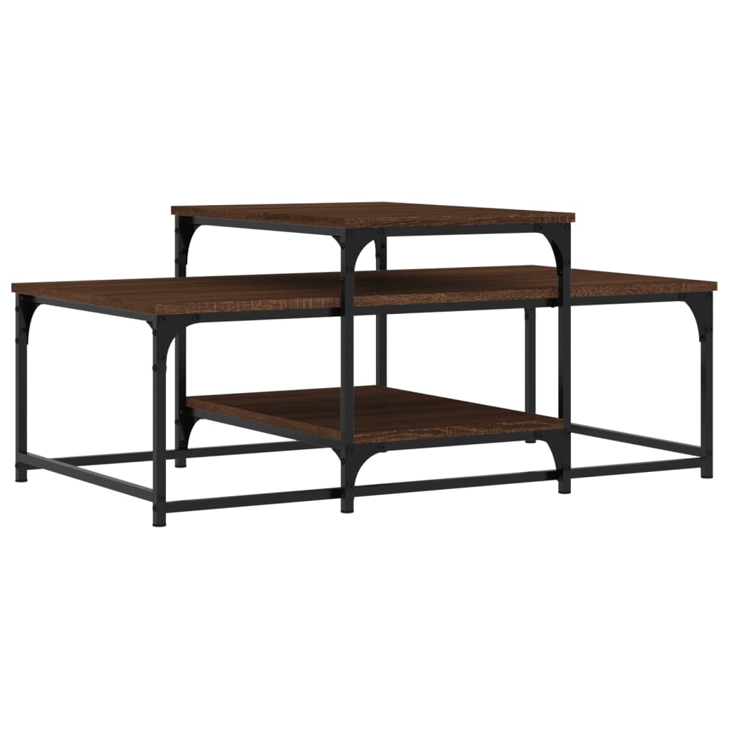 sofabord 102x60x45 cm konstrueret træ brun egetræsfarve