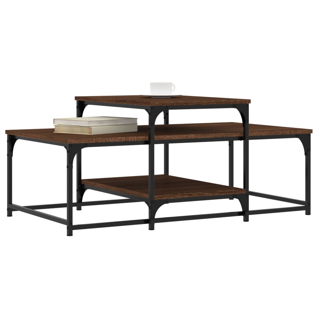 sofabord 102x60x45 cm konstrueret træ brun egetræsfarve